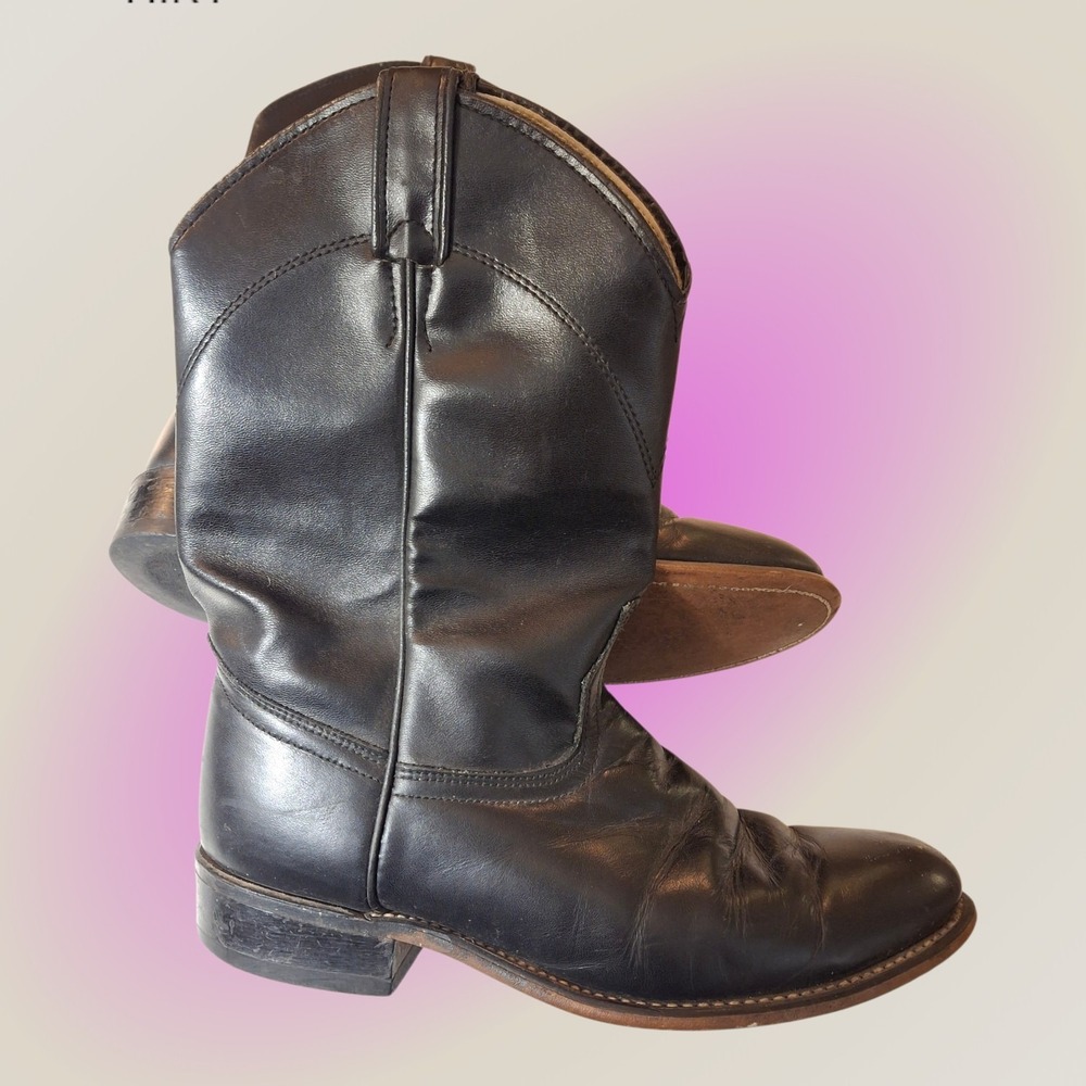 Laredo Women's Roper Boots Black Leather Cowboy Western Biker Grunge